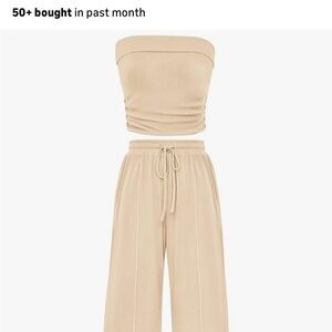 Chic Beige Strapless Jumpsuit